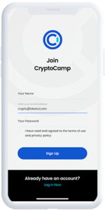 CryptoCamp Join Us Screen